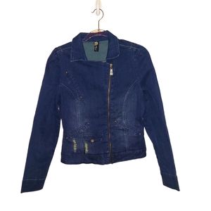 Apple Bottom Moto Denim Jacket Sz L